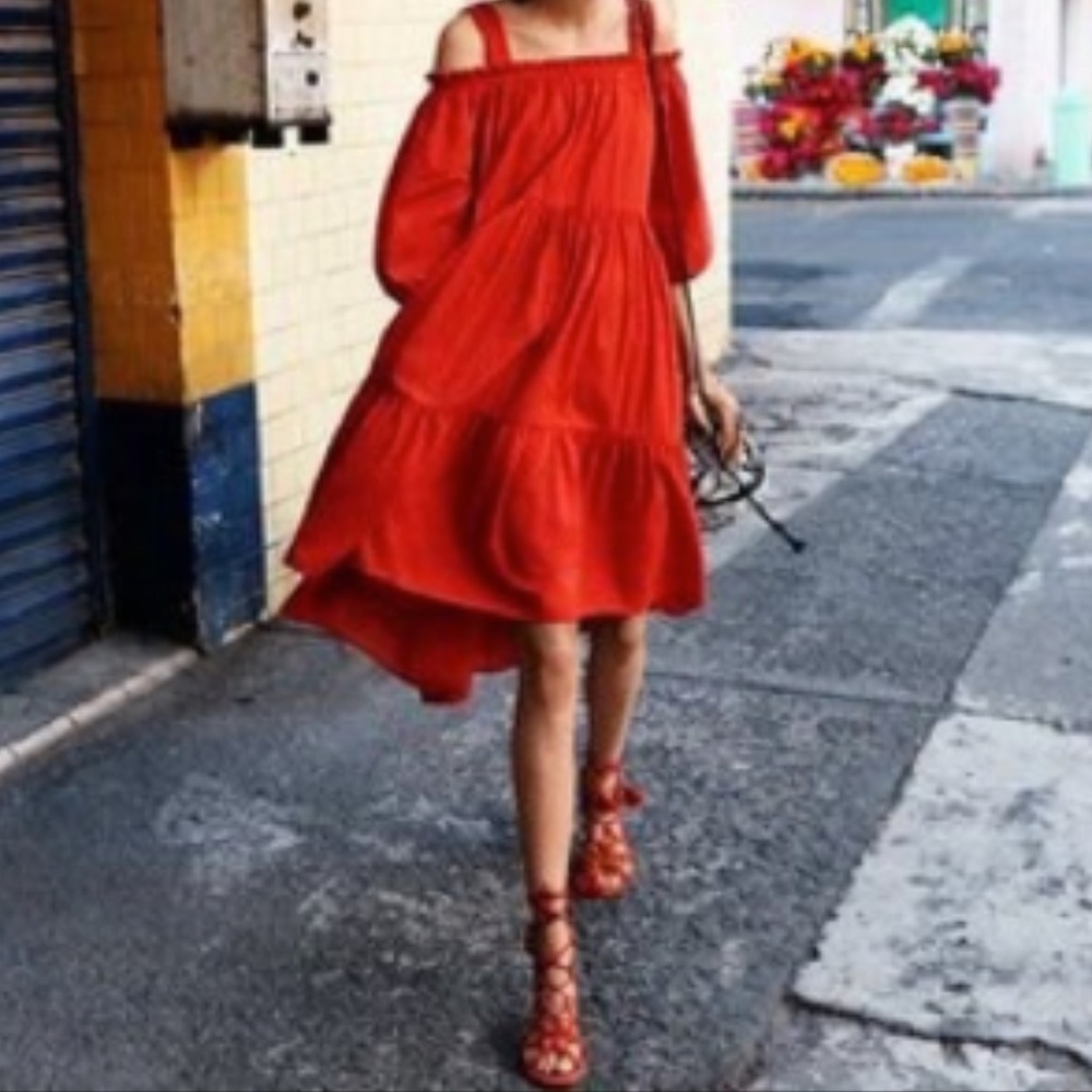 H&M limited edition red off the shoulder dress